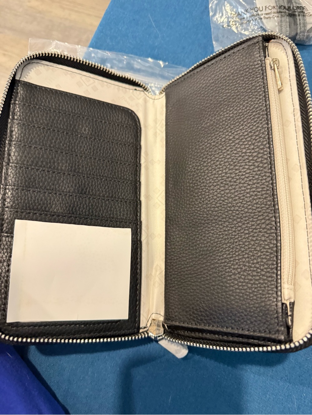 thirty-one Black Zip Around Wallet with embossed M